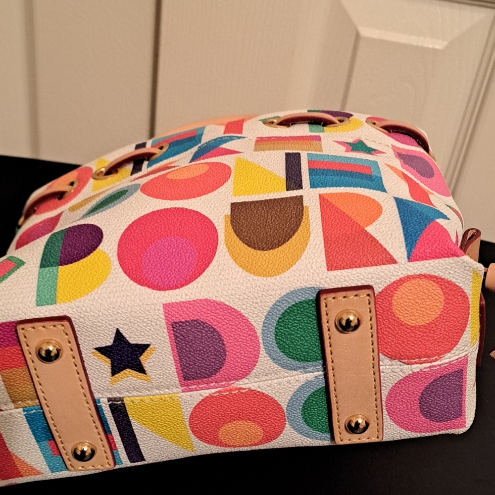 Dooney & Bourke Colorful Art Deco Tassel Tote, in like new condition. Used twice - Picture 4 of 6